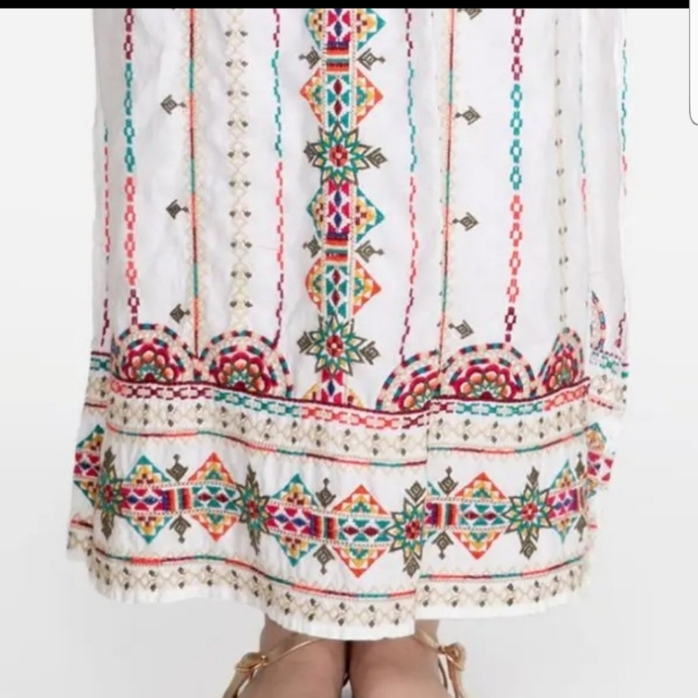 Johnny Was JW Los Angeles white embroidered Verena skirt - Picture 7 of 11